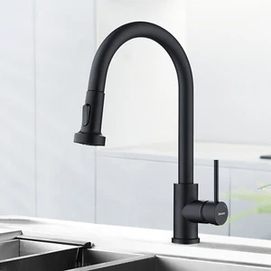 Decaura Wasserhahn Küche Küchenarmatur mit Brause ausziehbar 360drehbar Schwarz  - Bild 1 von 9