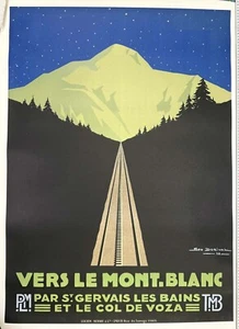 VERS LE MONT BLANC NIGHT GEO DORIVAL 1928 ORIGINAL VINTAGE FRENCH TRAVEL POSTER - Picture 1 of 6