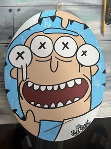 11 x 14 acrylic Oval canvas shortiez ink Rick N Morty Drippy Graffiti Christmas - Picture 1 of 2