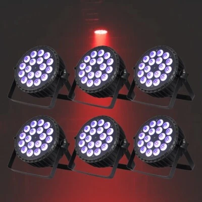 6 шт алюминиевых 18X18W 6IN1 RGBWA УФ светодиодов плоский Par света сцены вечеринки шоу освещения - Изображение 1 из 4