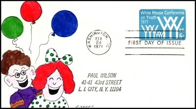 Scott U555 6 Cents Youth Conference Ben Kraft Hand Painted FDC Unique? - Image 1 of 2