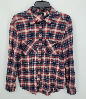 Camisa de franela BDG Urban Outfitters para mujer pequeña roja azul a cuadros boho de gran tamaño Foto 1 de 4