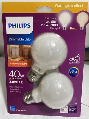 40W Equivalent Soft White G25 Med Dimmable Frosted LED Decorative Globe Light 2 - Image 1 of 2