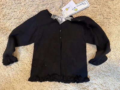 Cárdigan negro Florence Eiseman niñas talla 4 nuevo con etiquetas con volantes  Foto 1 de 4