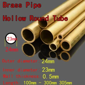 1pcs OD 24mm ID 23mm Brass Pipe Hollow Round Tube 100mm-305mm Length 0.5mm Thick - Picture 1 of 3