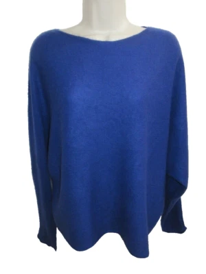 Suéter Only Mine 100 % 2 capas cachemir azul cobalto cuello redondo manga Dolman S Foto 1 de 4
