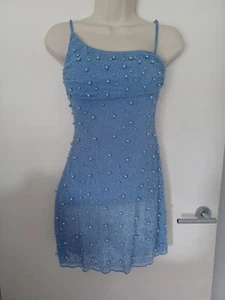 Oh Polly Embellished Dress Size 6 New Blue - Picture 1 of 3