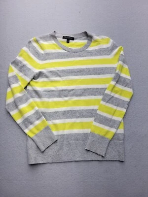 Suéter feminino Banana Republic pequeno pulôver listrado amarelo lã gola redonda - Imagem 1 de 4
