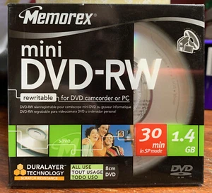 MEMOREX Mini DVD-RW 1.4GB 30 Min Recordable Brand New Sealed - Afbeelding 1 van 3