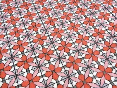 Stoff Baumwolle Popeline Ornamente grafische Muster rot rosa grau Kleiderstoff - Bild 1 von 4