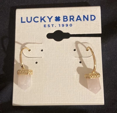 Brinco de quartzo rosa folheado a ouro 14k Lucky Brand - Imagem 1 de 4