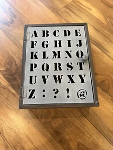 Primitive Tin Wall Key Box Hinged Door Alphabet Design Decorative A B C Vintage - Picture 1 of 8