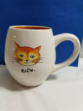 Rae Dunn PURR Kitty Cat Orange Tabby Magenta Mug Coffee Tea Cup White