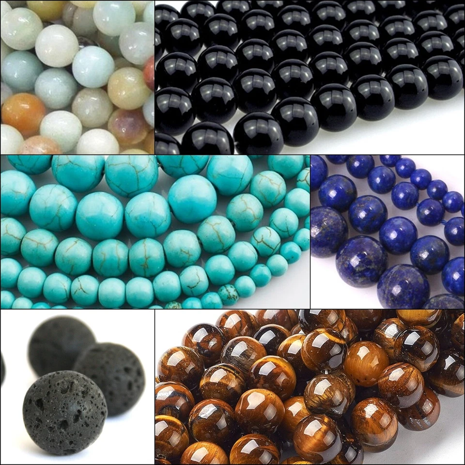Edelstein Perlen 4/6/8/10 mm Kugel Schmuckstein Halbedelstein Naturstein Wahlen - Bild 1 von 1
