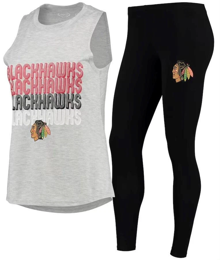 Concepts Sport Chicago Blackhawks Women's Heathered Gray/Black Profound Tank Top - Image 1 of 1