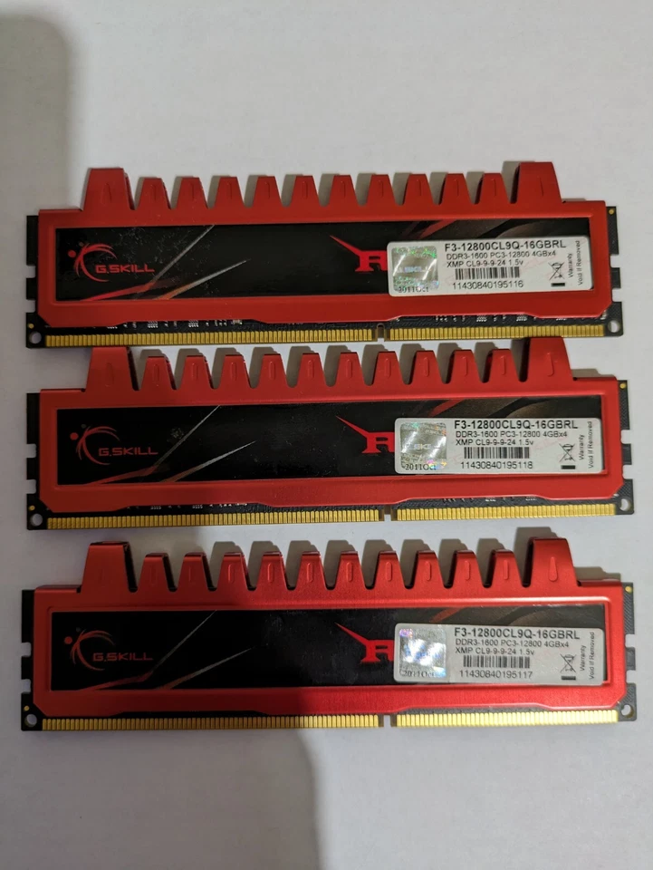 16gb kit 4x 4gb G.Skill Ripjaws PC3-12800 DDR3-1600 F3-12800CL9Q-16GBRL Ram - Image 1 of 1