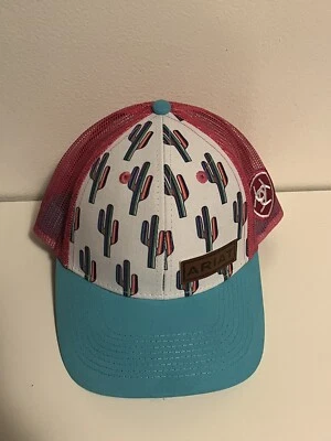 Gorra ARIAT Juvenil Estampado de Cactus Azul Bill Rosa Malla Ajustable Snap Back OSFM Foto 1 de 4