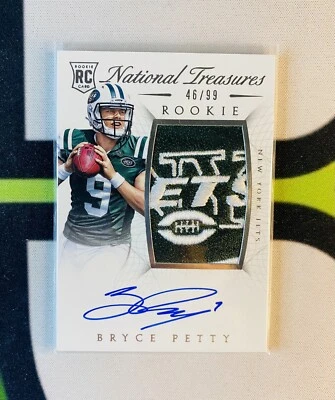 Bryce Petty 2015 National Treasures Rookie Patch Auto  /99 Jets - Image 1 of 2