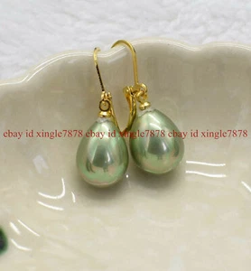 Fashion 12x16mm Natural South Sea Shell Pearl Dangle Leverback Earrings - Picture 1 of 24