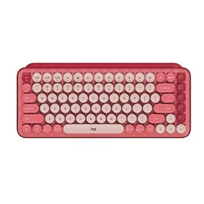 Logitech - POP Keys Wireless Switch Keyboard for Windows/Mac - Heartbreaker Rose - Image 1 of 2