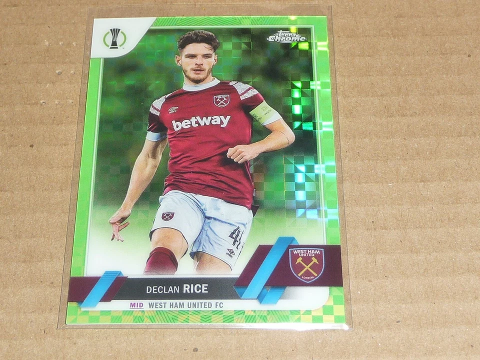 2022/23 Topps Chrome CLUB SOCCER DECLAN RICE NEON GREEN XFRACTOR /399 M5692 - Image 1 of 1