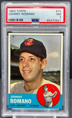 1963 Topps Baseball Johnny Romano PSA 7 NM Cleveland Indians Card #72    cc23 - Image 1 of 3