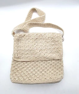 The Sak Crocheted Crossbody Purse Bag Ivory 9" X 10" - Picture 1 of 10