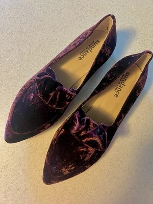 Nuevo Sundance Cristal Terciopelo Pisos Vino Talla EU 37 US 7 - Hecho en Italia - Nuevo con Etiquetas Foto 1 de 4
