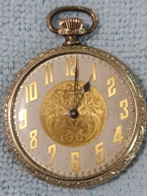 Antique Art Deco Waltham Open Face 14k GF Pocket Watch Grade 620 15j - Image 1 of 4