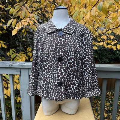 Blazer para mujer Josephine Chaus 100 % algodón estampado de animales marrón/blanco talla 14 nuevo con etiquetas Foto 1 de 4