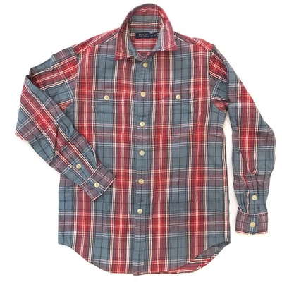 Polo Ralph Lauren Flannel Shirt Womens Small Plaid Pink Blue Cotton Button Up - Image 1 of 4