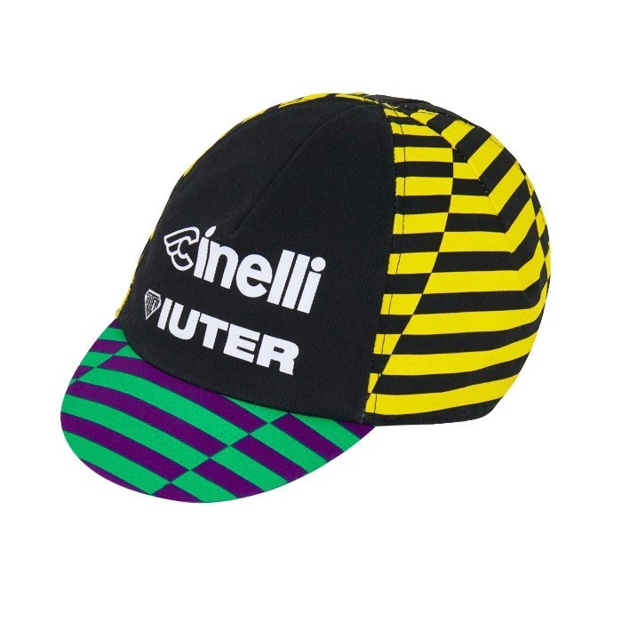 Gorra de ciclismo Cinelli, Circolo Ciclistico Iuter, negra/amarilla Foto 1 de 1