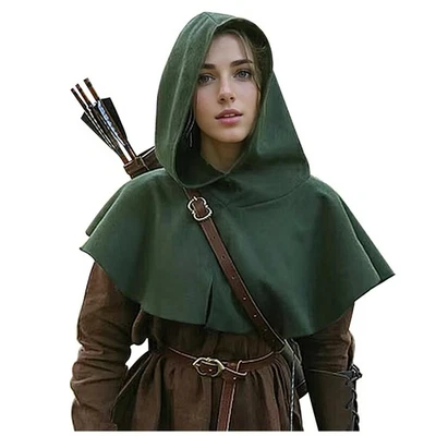 Capa Medieval Con Capucha Renacimiento Capucha Short Verde Capa con Capucha para Hallowee... Foto 1 de 4