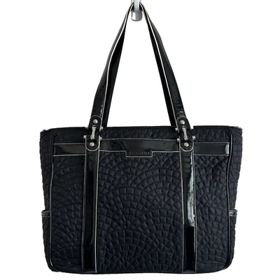 Bolso de Mano Vera Bradley Negro Microfibra Laptop Cremallera Superior Grande de Hombro con Algo de Desgaste Foto 1 de 4