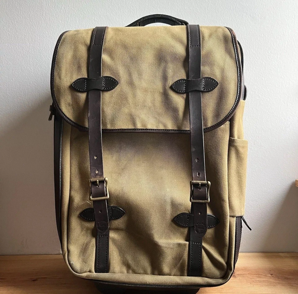 Filson Rugged Twill Rolling 2 Wheel Carry-On Luggage, Tan - Made in USA - Image 1 of 4