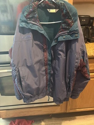 9os Columbia Vintage Bugaboo Nylon Ski Jacket purple, green,  Blue Sz L EUC - Image 1 of 4