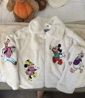 NUEVO CON ETIQUETAS Chaqueta Disney Mujer Pequeña Mickey Mouse Minnie Daisy Donald Imitación Piel Cremallera Núcleo Foto 1 de 3