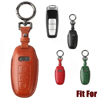 Genuine Leather Car Key Case Cover For Audi A3 A6 A7 A8 S8 Q8 E-Tron S3 S6 RS6 - Image 1 of 4