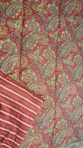 Ralph Lauren King EDMONTON Reversible Comforter 2 Shams Red Blue Paisley Stripe - Picture 1 of 9