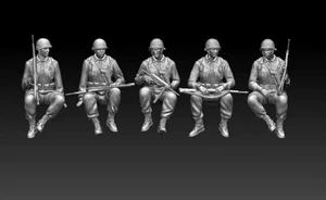 1/72 1/144 1/48 1/64 US military seated soldier 5-person resin model---WG - Picture 1 of 4