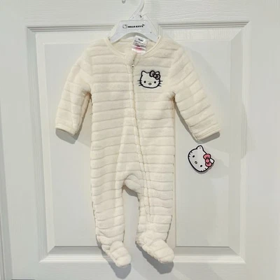 HELLO KITTY Ropa Bebé Manga Larga Blanco Footie 6 MESES NUEVO con Etiqueta Foto 1 de 4
