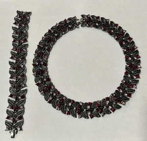 Hobe Choker Necklace And Bracelet Set Flower Design Matching Set 16 Inch + 7” - Picture 1 of 11