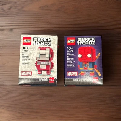 LEGO Brickheadz: Iron Spider-Man 217 y Iron Man 244 - ¡Lote de 2 nuevos sellados! Foto 1 de 4