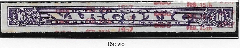 US Scott RJA55b, Revenue, 1919 Narcotic Tax, 16 Cent, Violet, Rouletted 7 , F/VF - Image 1 of 1