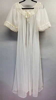 Vtg 50s 60s Tosca Sheer Bridal Chiffon Peignoir Robe Gown Puff Sleeve Nylon - Image 1 of 4