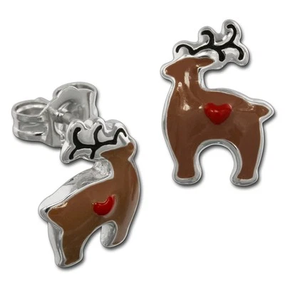 Teenie-weenie Orecchini Bambini 925 D'Argento Renna Braun Rosso SDO611N - Immagine 1 di 4