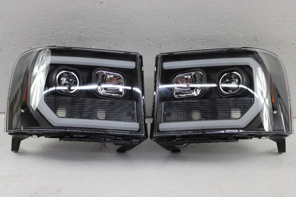 [Black Edition] FITS 07-13 GMC Sierra 1500 2500HD LED Tube Projector Headlights Foto 1 de 1