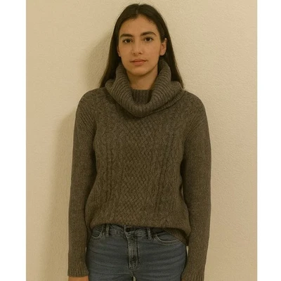Suéter para mujer Esprit gris tejido con cable cuello alto talla M Foto 1 de 4