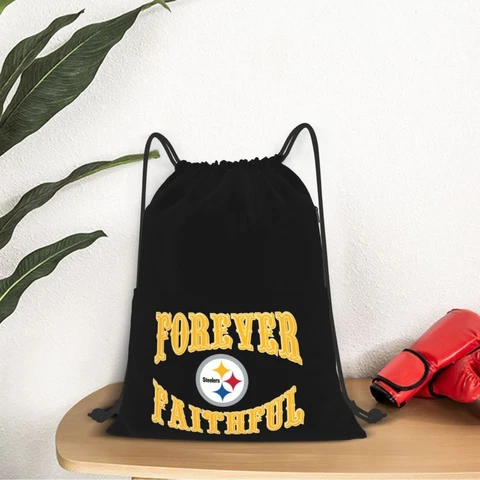 Forever Faithful Pittsburgh Steelers Drawstring Backpack Waterproof & Light Cover