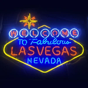 24"x20"Welcome to Fabulous Las Vegas Neon Sign Photograph Background Light Decor - Picture 1 of 2